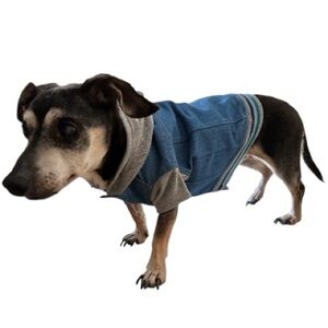 Blue and Gray Dog Hoodie Jean Jacket - Size S